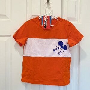 Disney Mickey and Friends Floral Mickey Print Orange Cotton Boy T-shirt